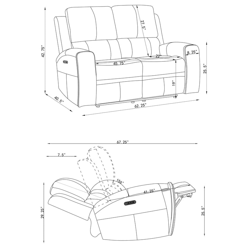 Brickston Triple Power Reclining Loveseat Grey - 603435PPP