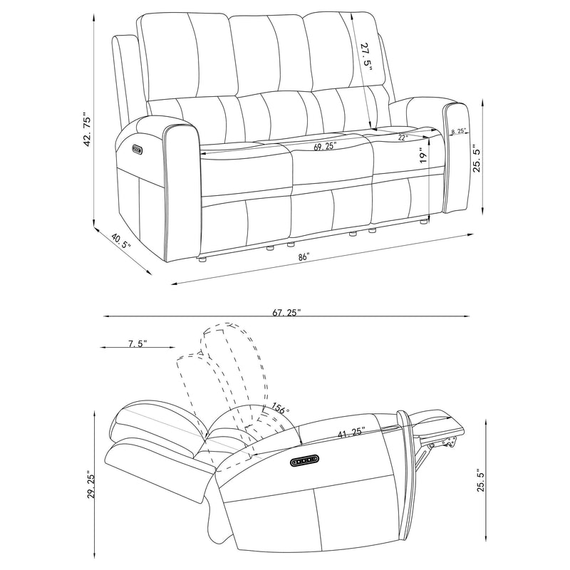 Brickston Triple Power Reclining Sofa Grey - 603434PPP
