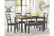 Bridson Gray Dining Table and Chairs with Bench (Set of 6) - DMV FurnitureDining Room Set