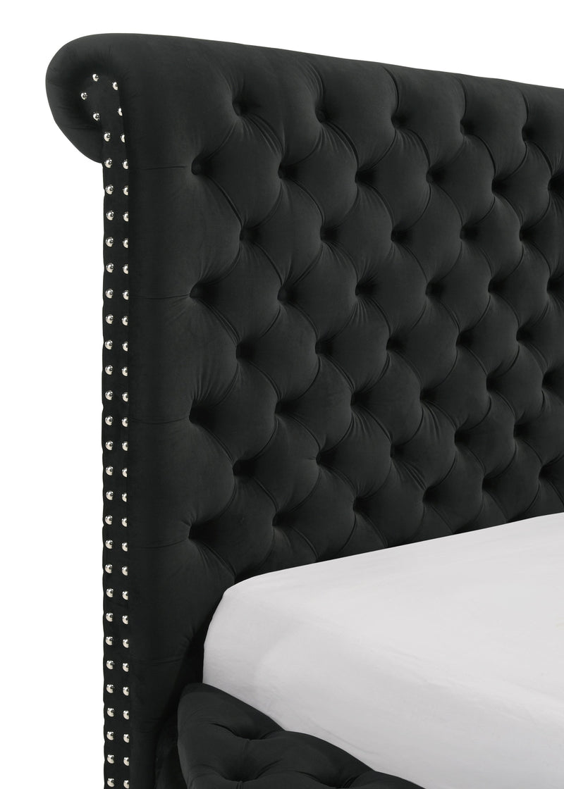 Brigitte Black King Upholstered Storage Panel Bed - DMV FurnitureKing Bed