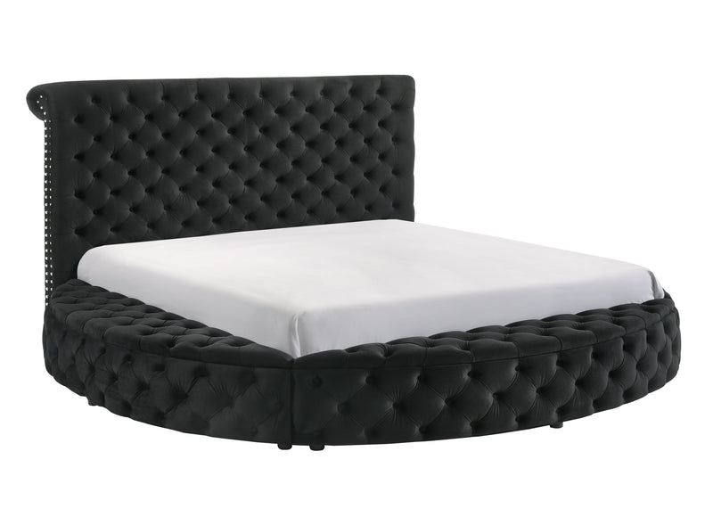 Brigitte Black Queen Upholstered Storage Panel Bed - DMV FurnitureQueen Bed