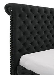 Brigitte Black Queen Upholstered Storage Panel Bed - DMV FurnitureQueen Bed