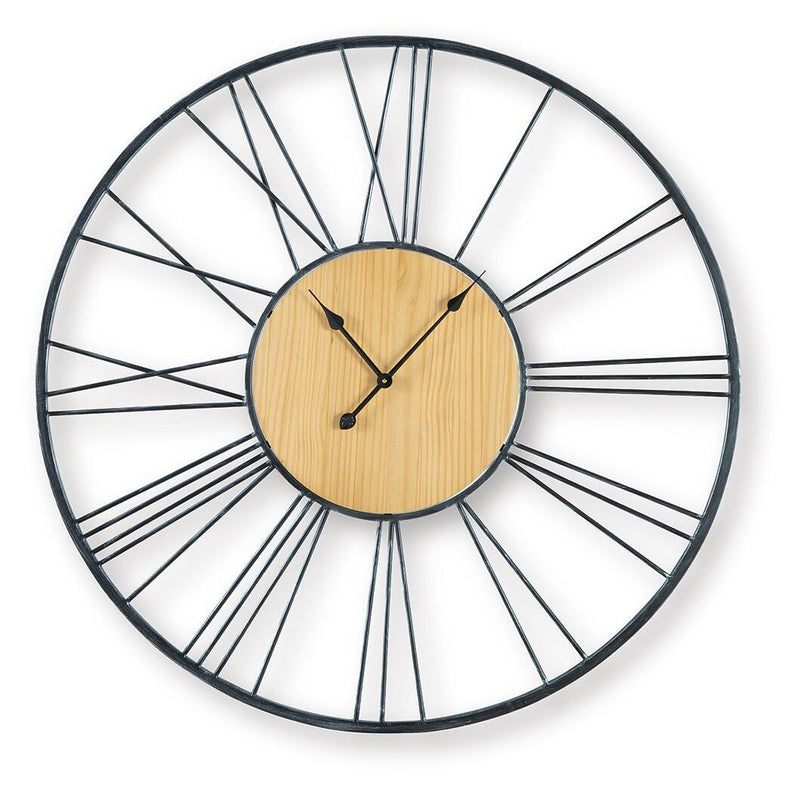 Brockett Black/Natural Wall Clock - A8010452