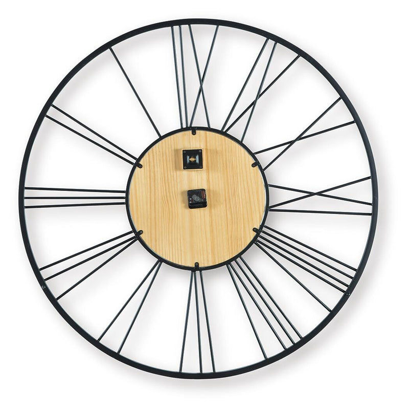 Brockett Black/Natural Wall Clock - A8010452