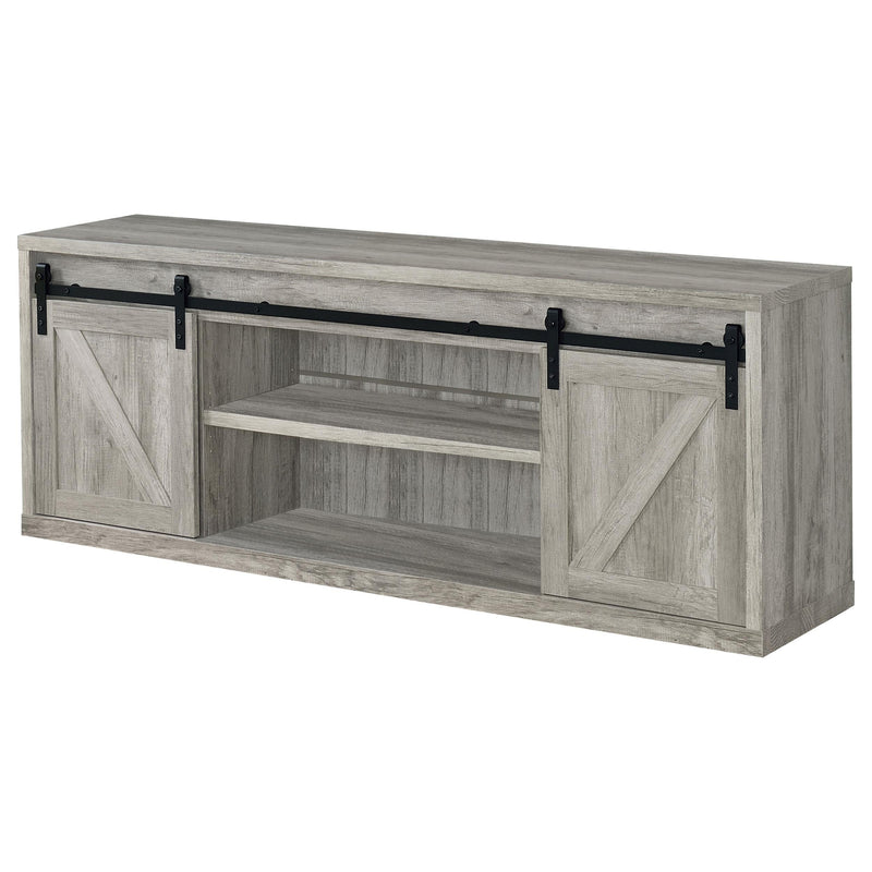 Brockton 2-door Engineered Wood 71-inch TV Stand Grey Driftwood - 723263
