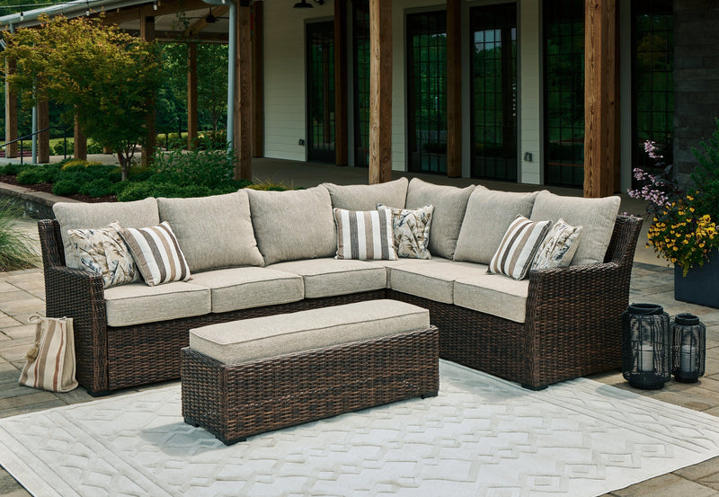 Brook Ranch Outdoor Sofa Sectional/Bench with Cushion (Set of 3) - P465-822
