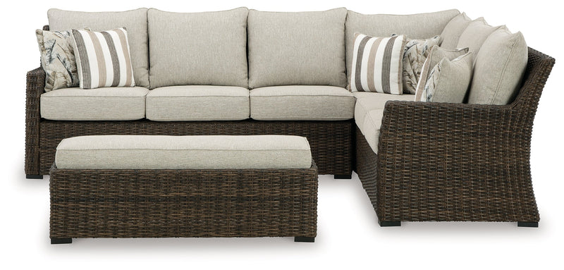 Brook Ranch Outdoor Sofa Sectional/Bench with Cushion (Set of 3) - P465-822