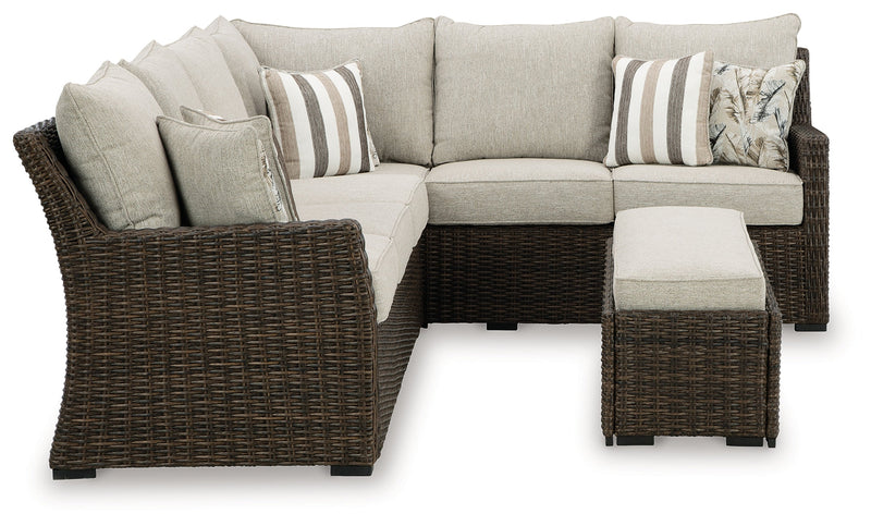 Brook Ranch Outdoor Sofa Sectional/Bench with Cushion (Set of 3) - P465-822