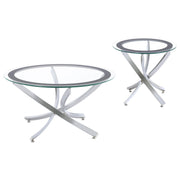 Brooke 2-piece Round Coffee and End Table Set Chrome - 702588-S2