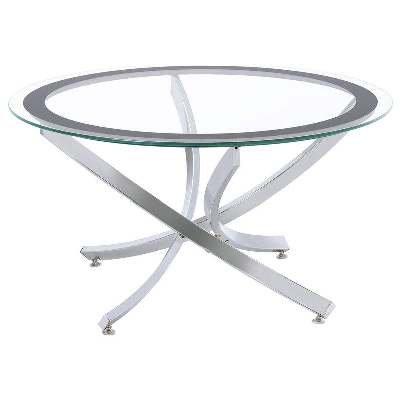 Brooke 2-piece Round Coffee and End Table Set Chrome - 702588-S2
