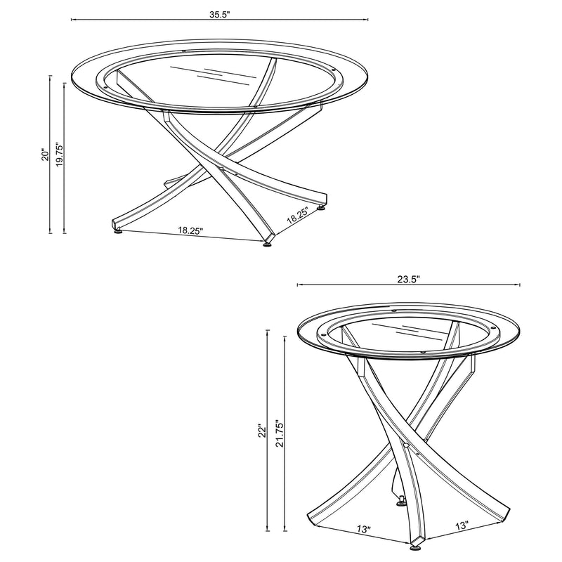 Brooke 2-piece Round Coffee and End Table Set Chrome - 702588-S2