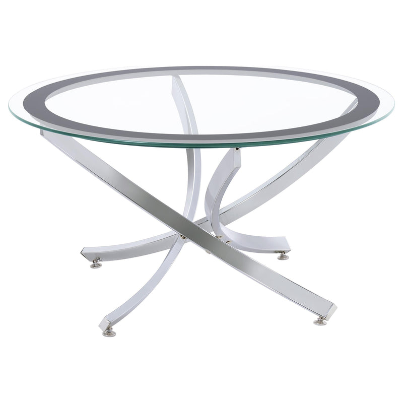 Brooke 3-piece Round Coffee and End Table Set Chrome - 702588-S3