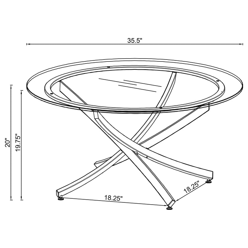 Brooke Round Glass Top Coffee Table Metal Base Brass - 707888