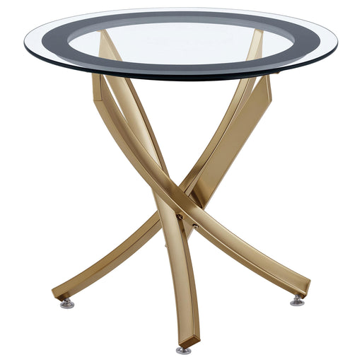 Brooke Round Glass Top Side End Table Metal Base Brass - 707887