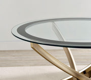 Brooke Round Glass Top Side End Table Metal Base Brass - 707887