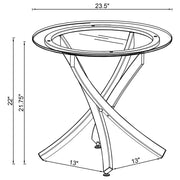 Brooke Round Glass Top Side End Table Metal Base Chrome - 702587