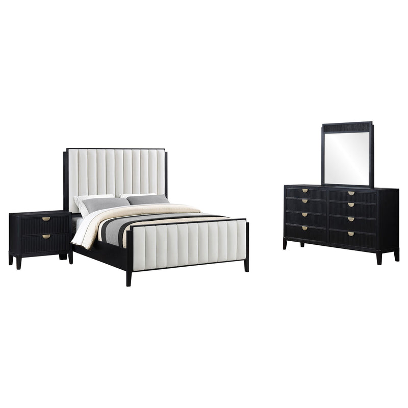 Brookmead 4-piece Upholstered Eastern King Bedroom Set Black - 224710KE-S4