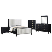 Brookmead 5-piece Upholstered Cal King Bedroom Set Black - 224710KW-S5