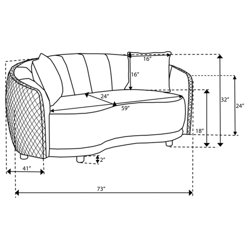Brookside Velvet Upholstered Curved Loveseat Dark Grey - 504845