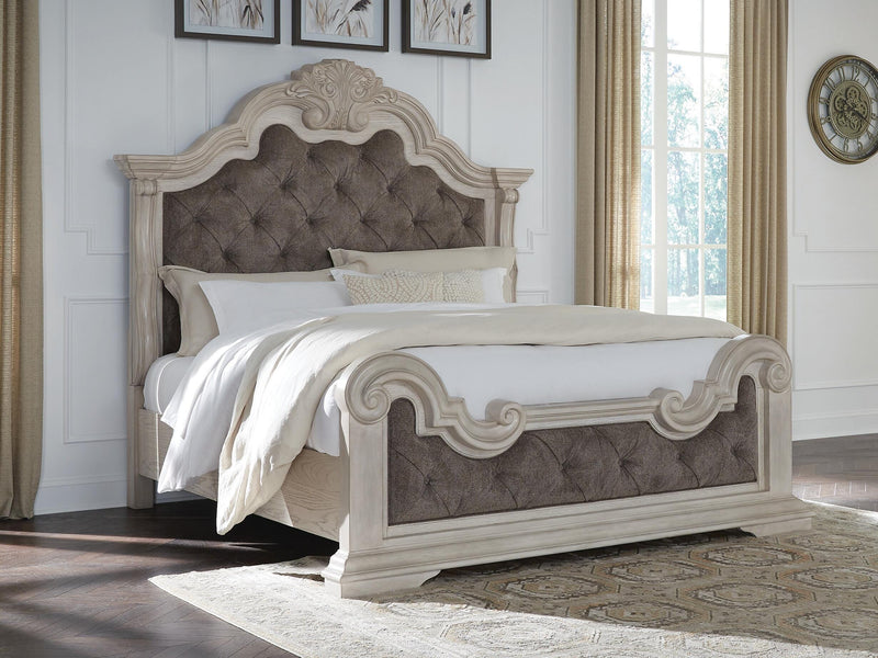 Bruchandi Antique White California King Upholstered Panel Bed - PCB948B5