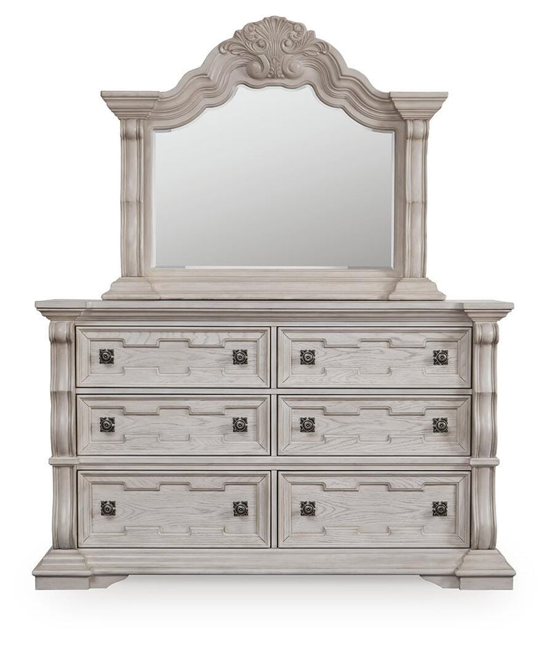 Bruchandi Antique White Dresser and Mirror - PCB948B1