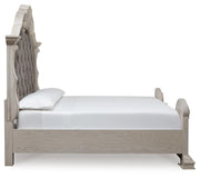 Bruchandi King Upholstered Panel Bed with Dresser in Antique White - PKG023745