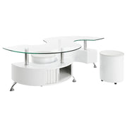 Buckley 3-piece Coffee Table and Stools Set White High Gloss - 703400