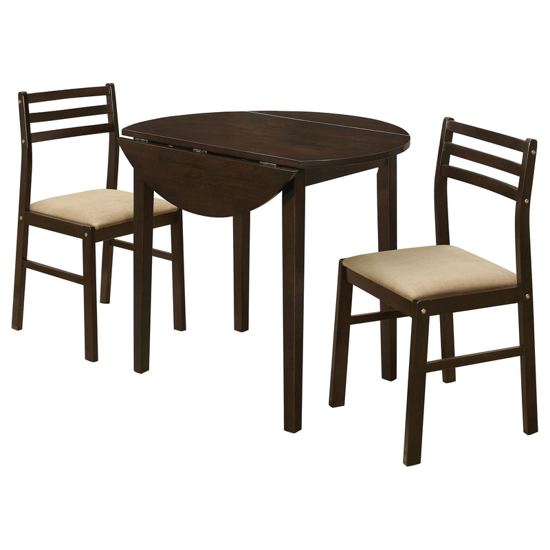 Bucknell 3-piece Round Drop Leaf Dining Table Set Cappuccino - 130005