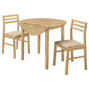 Bucknell 3-piece Round Drop Leaf Dining Table Set Natural - 130006