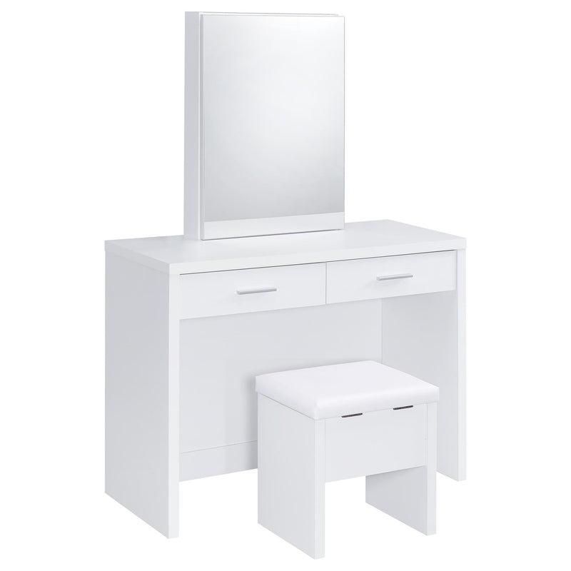 Bunbury Makeup Vanity Table Set Storage Mirror and Stool White - 930280