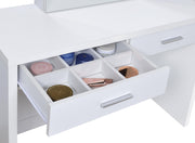 Bunbury Makeup Vanity Table Set Storage Mirror and Stool White - 930280
