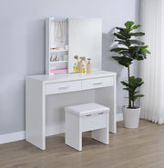 Bunbury Makeup Vanity Table Set Storage Mirror and Stool White - 930280