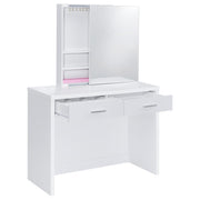 Bunbury Makeup Vanity Table Set Storage Mirror and Stool White - 930280