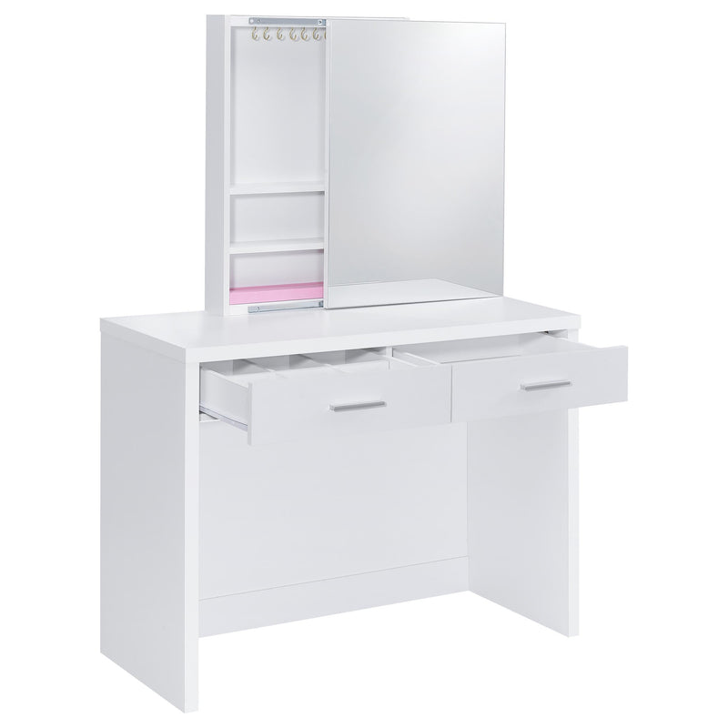 Bunbury Makeup Vanity Table Set Storage Mirror and Stool White - 930280