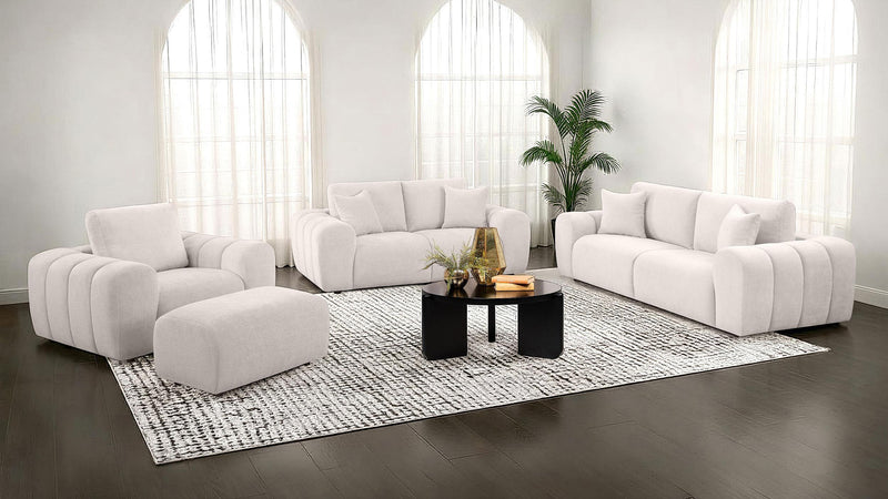 Burnett Chenille Upholstered Ottoman Ivory - 504958