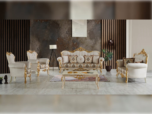 Buse 3-pieces (Sofa & Loveseat & Chair) Livingroom Set Cream in Cream - 101-BUS-D0602-321