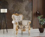 Buse 3-pieces (Sofa & Loveseat & Chair) Livingroom Set Cream in Cream - 101-BUS-D0602-321