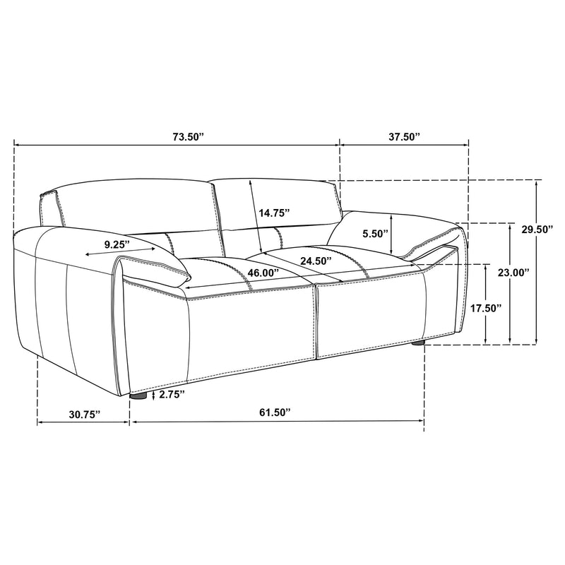 Buxton Top Grain Leather Upholstered Loveseat Graphite - 509505