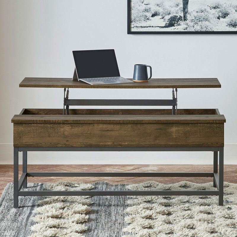Byers Engineered Wood Lift Top Coffee Table Brown Oak - 723778
