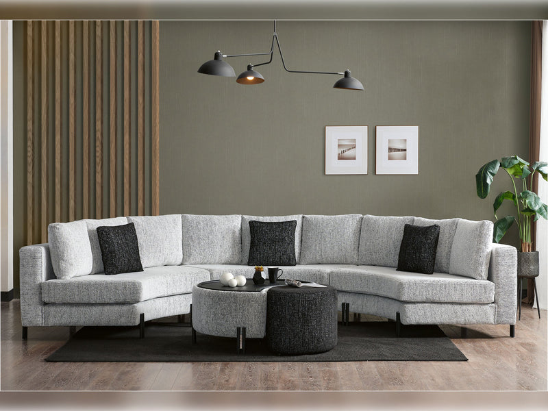 C'Moon Sectional Sofa - Black in Grey - 200-ELIF-CMO-BLC-S