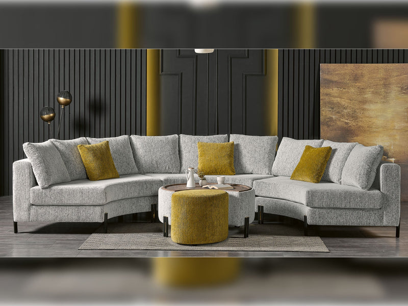 C'Moon Sectional Sofa - Black in Grey - 200-ELIF-CMO-BLC-S