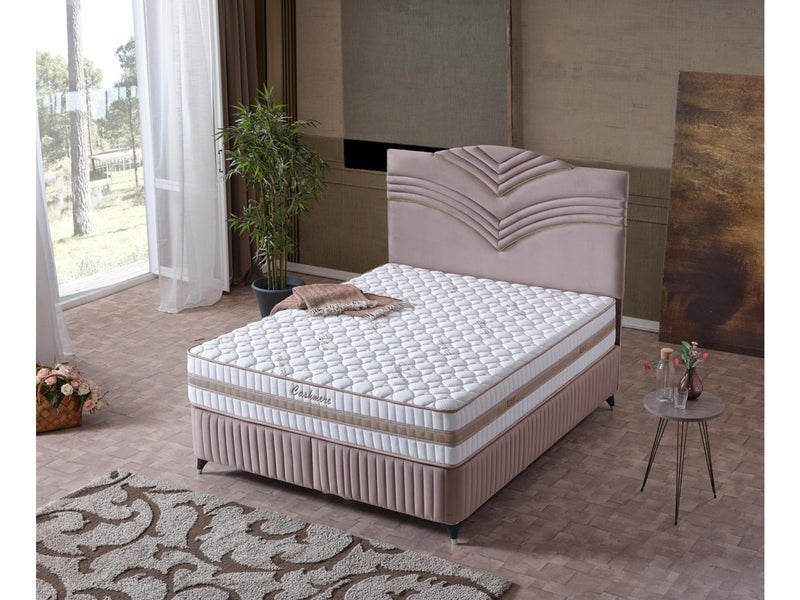 Cınar Storage Bed With Headboard Light Brown - King in Light Brown - 110-CIN-BBFLBRW-200-SBWHD
