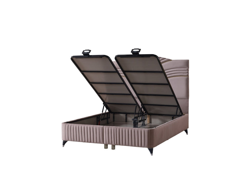 Cınar Storage Bed With Headboard Light Brown - Queen in Light Brown - 110-CIN-BBFLBRW-150-SBWHD