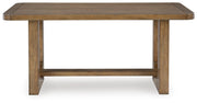 Cabalynn Counter Height Dining Table and 6 Barstools in Light Brown - PKG026535