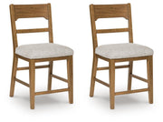 Cabalynn Oatmeal/Light Brown Counter Height Barstool, Set of 2 - D974-224