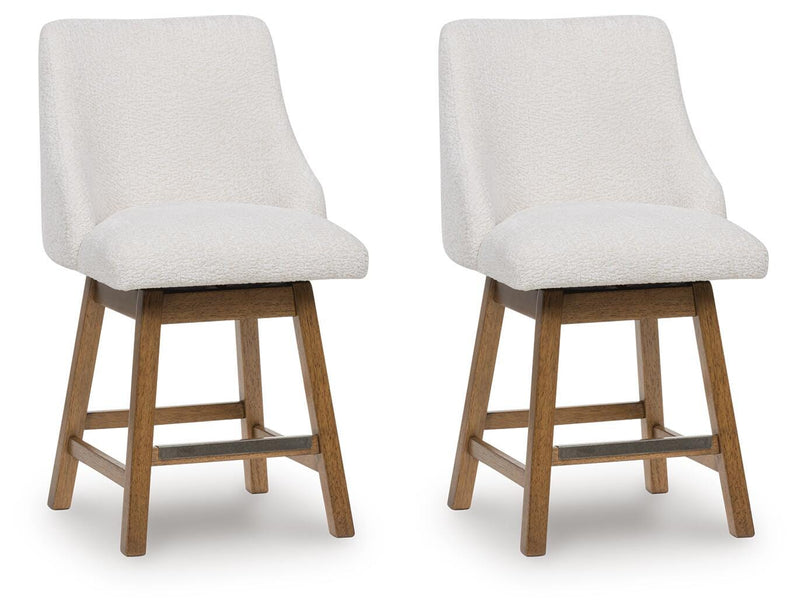 Cabalynn Oatmeal/Light Brown Counter Height Barstool, Set of 2 - D974-324
