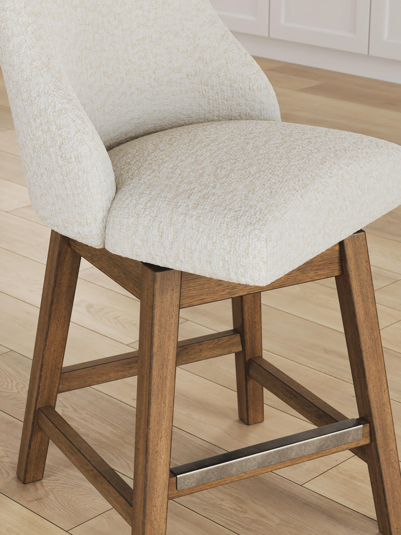 Cabalynn Oatmeal/Light Brown Counter Height Barstool, Set of 2 - D974-324