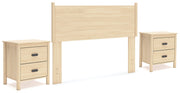 Cabinella Full Panel Headboard with 2 Nightstands in Tan - PKG017214