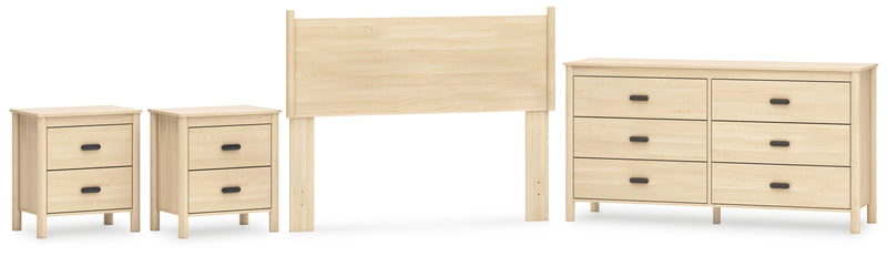 Cabinella Full Panel Headboard with Dresser and 2 Nightstands in Tan - PKG017213