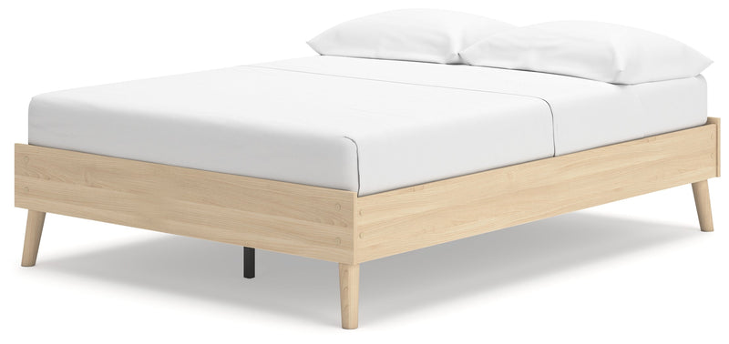 Cabinella Full Platform Bed with 2 Nightstands in Tan - PKG017221